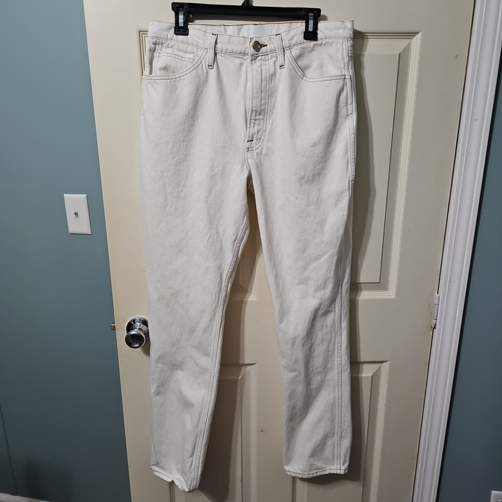 FRAME Denim Size 32 Le Italian Straight‎ Leg High Rise Jeans Cream/White NWOT